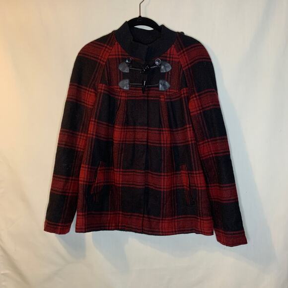 Kimchi Blue Tartan Plaid Coat in Red and Black - Picture 1 of 5